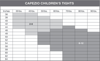 Capezio Child Size Chart